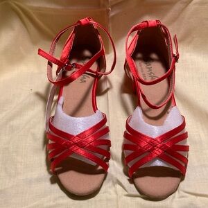 Stylish Red Girls Ballroom Shoes